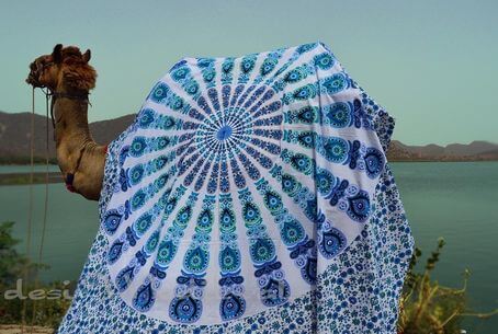 Peacock Mandala Wall Hanging - Bohemian Psychedelic Indian wall tapestry product image