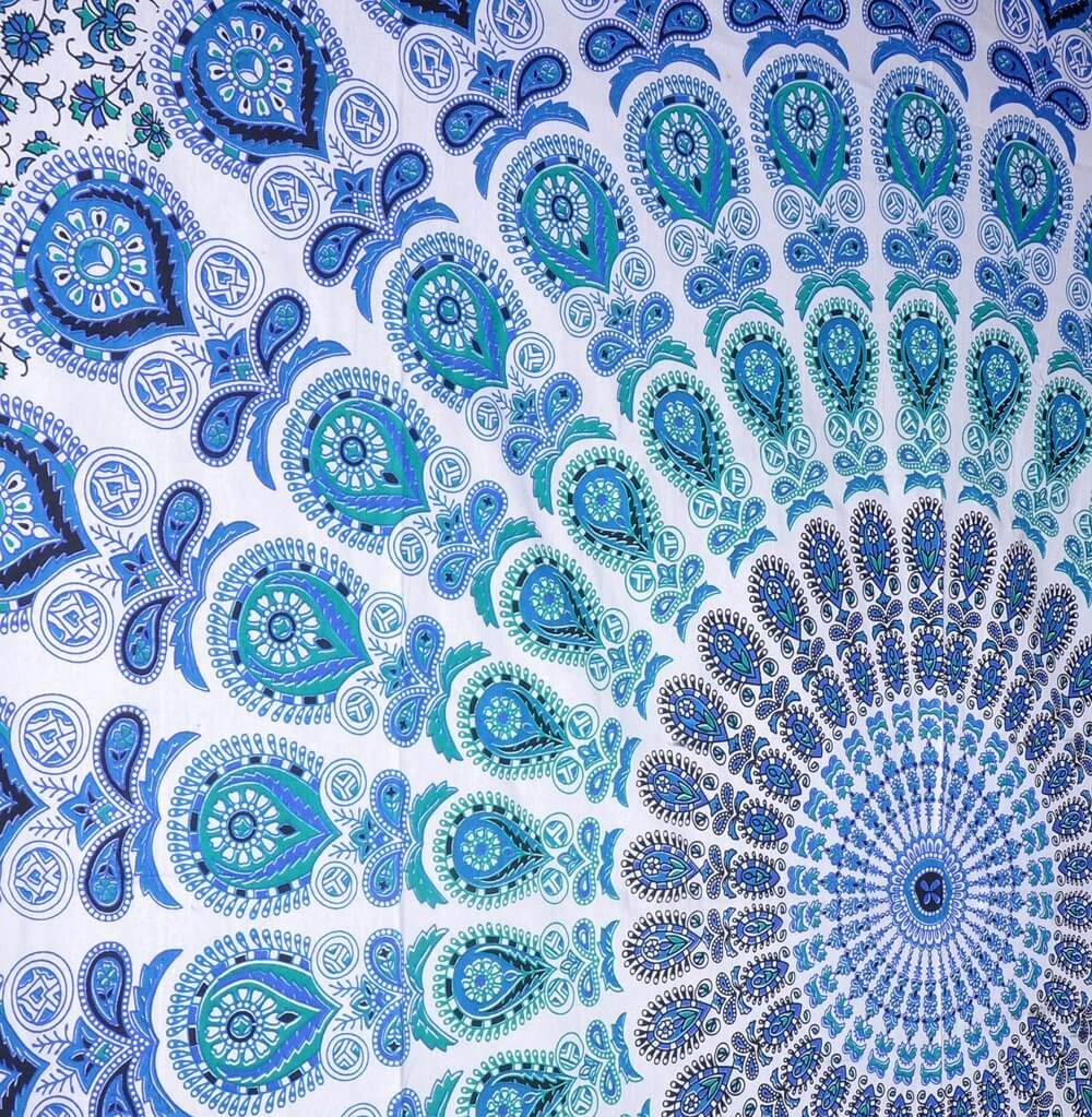 Peacock Mandala Wall Hanging - Bohemian Psychedelic Indian wall tapestry product image