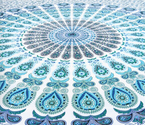 Peacock Mandala Wall Hanging - Bohemian Psychedelic Indian wall tapestry