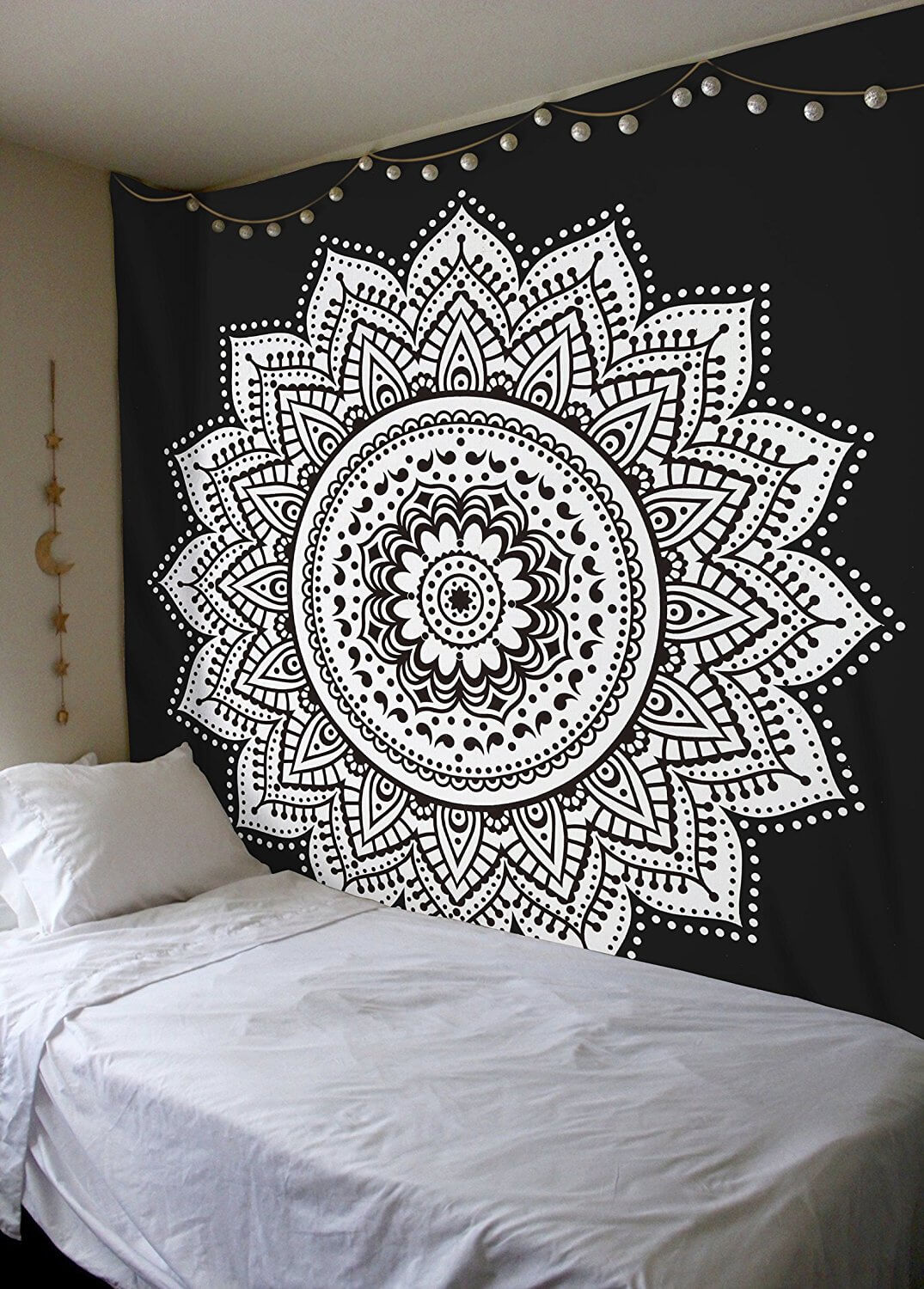 Black and White Mandala Tapestries Ombre Wall Hanging
