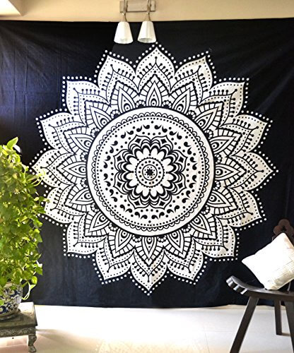 Black and White Mandala Tapestries Ombre Wall Hanging product image