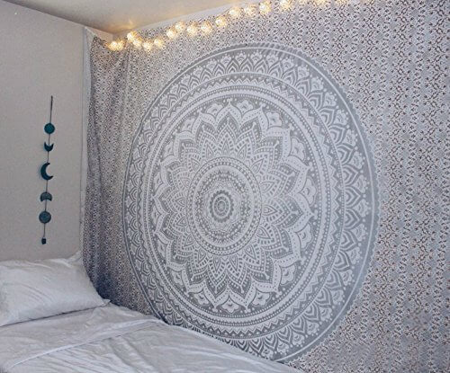 Silver Tapestry Mandala Hippie Wall Hanging
