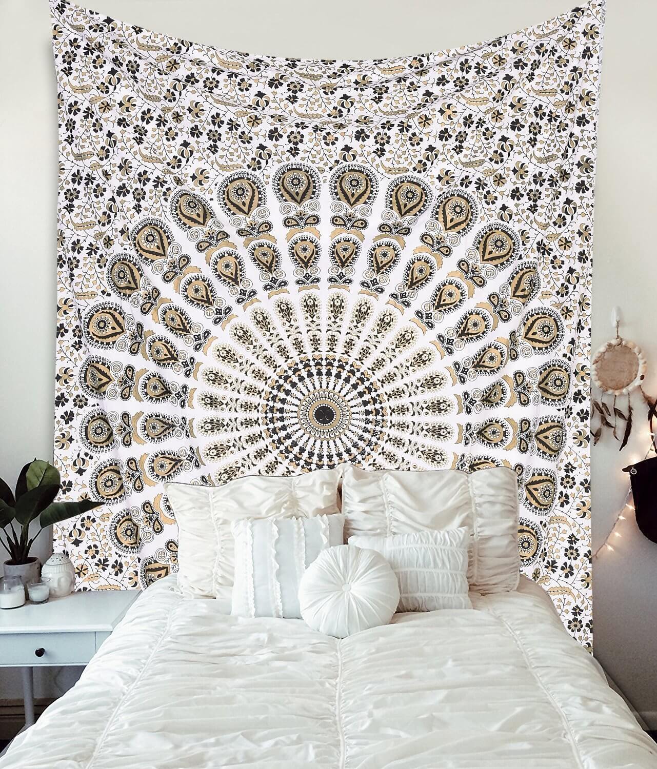 Gold and Black Indian Mandala Bedsheet Wall Hanging Tapestries product image